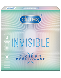 Durex Invisible Close Fit 3vnt prezervatyvų dėžutė